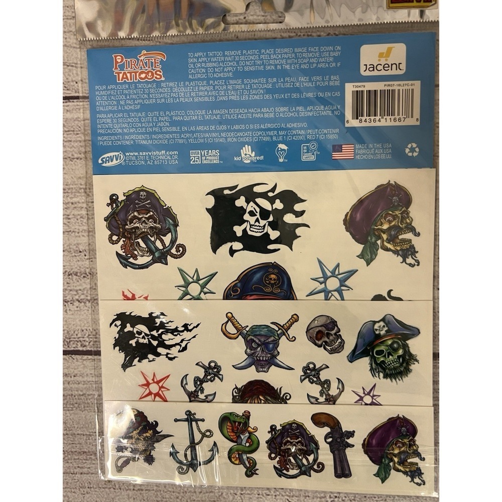 Lot of 3 Savvi Tattoo Mania Classic Sealed Package 35+ Tribal Temporary Tattoos - Picture 2 of 4